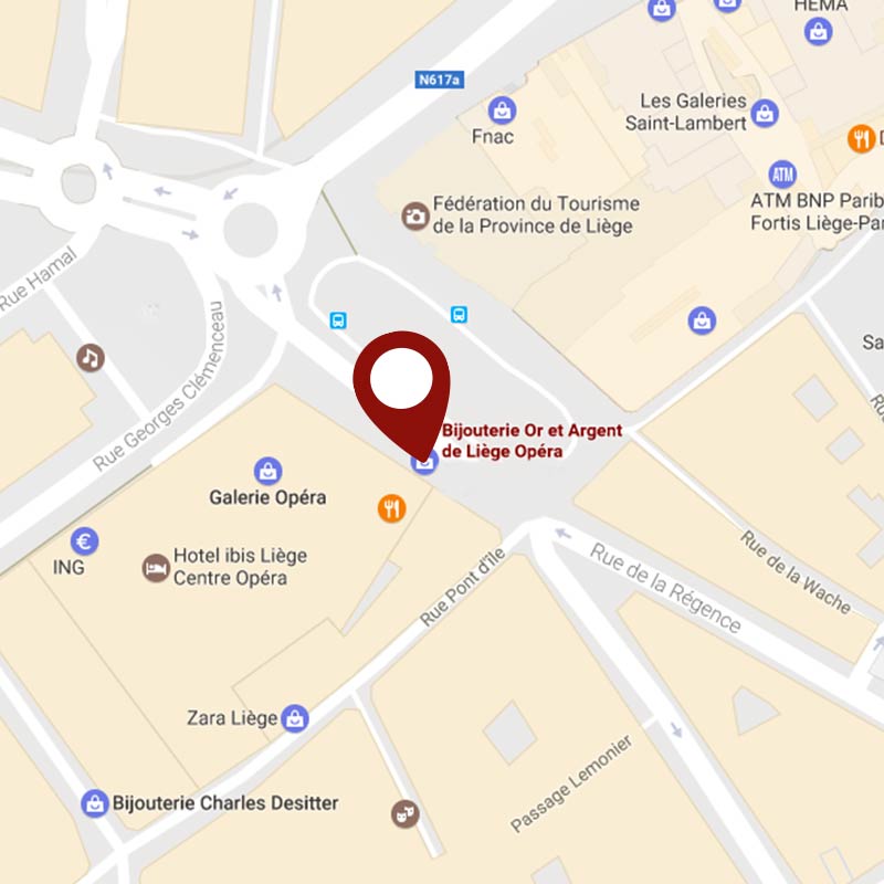 Situer la bijouterie Or & Argent de Liège